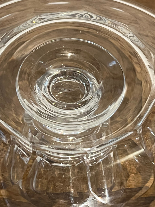 Rare moutardier en cristal, milieu XIXe siècle 