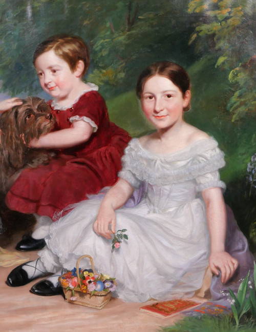 James RAMSAY 1789-1854 Portrait d'enfants et d'un chien, tableau, Grande-Bretagne, romantisme