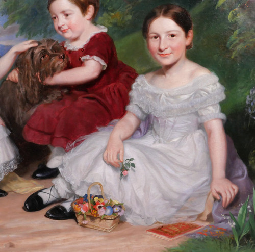 James RAMSAY 1789-1854 Portrait d'enfants et d'un chien, tableau, Grande-Bretagne, romantisme