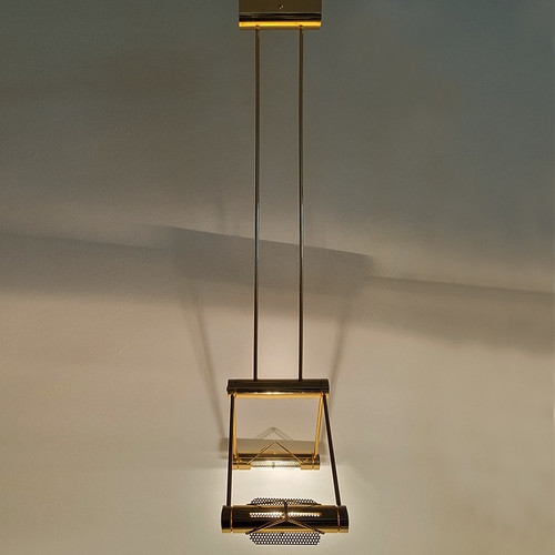 1970s Brass Pendant Lamp by Cattaneo with Halogen Lights 