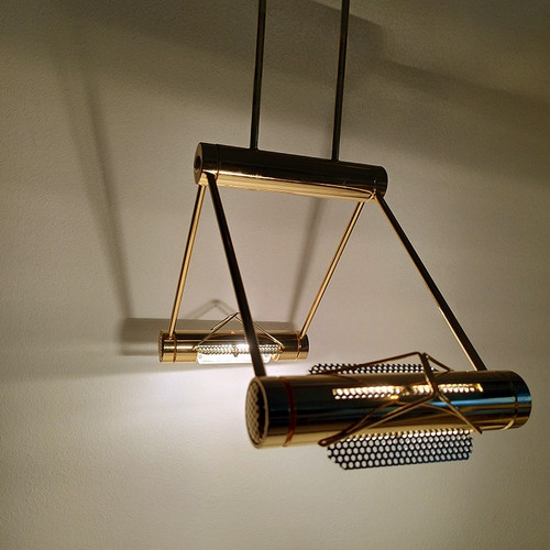 1970s Brass Pendant Lamp by Cattaneo with Halogen Lights 