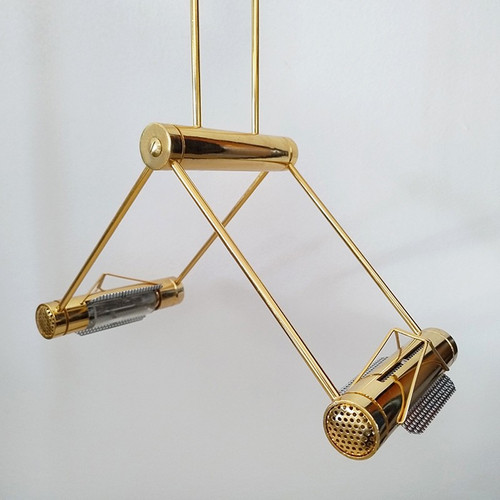 1970s Brass Pendant Lamp by Cattaneo with Halogen Lights 
