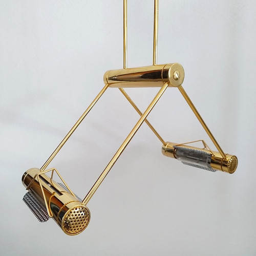 1970s Brass Pendant Lamp by Cattaneo with Halogen Lights 