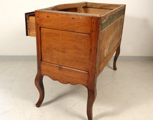 Commode Sauteuse Provençale Noyer Sculpté Marbre Gris Bronze Doré XVIIIème
