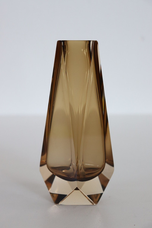 Murano Art Glass Smoked Amber Vase by Alessandro Mandruzzato, 1960s