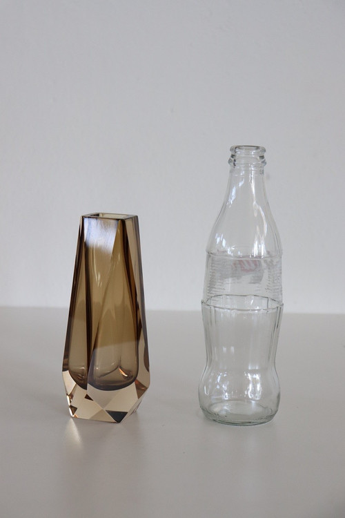 Murano Art Glass Smoked Amber Vase by Alessandro Mandruzzato, 1960s