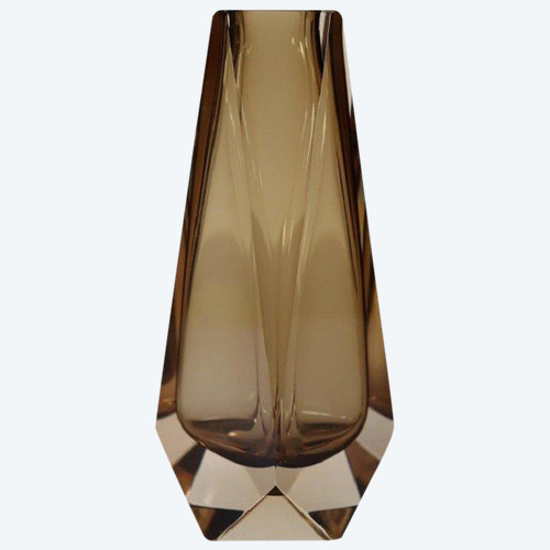 Murano Art Glass Smoked Amber Vase by Alessandro Mandruzzato, 1960s