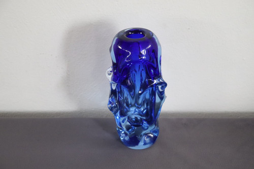Art Glass Blue Vase in Blown Glass attributed to Börne Augustsson, 1940s