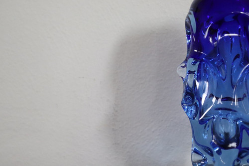 Art Glass Blue Vase in Blown Glass attributed to Börne Augustsson, 1940s