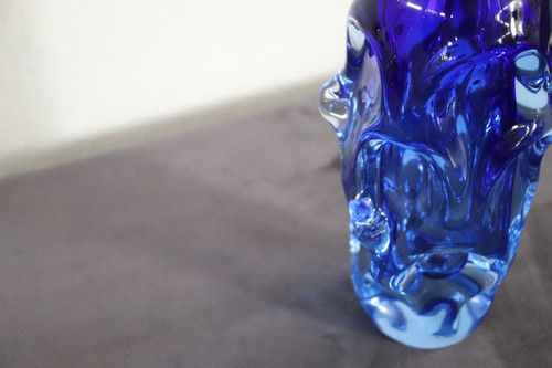 Art Glass Blue Vase in Blown Glass attributed to Börne Augustsson, 1940s