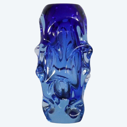 Art Glass Blue Vase in Blown Glass attributed to Börne Augustsson, 1940s