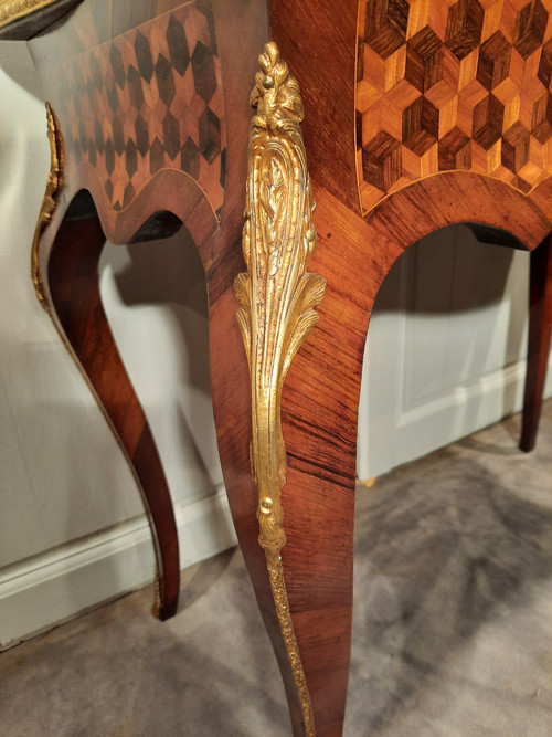 Table à jeu en marqueterie d’époque Napoléon III.