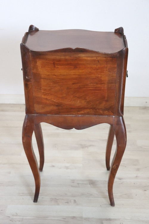 Antique Italian Nightstand in Solid Walnut Wood 