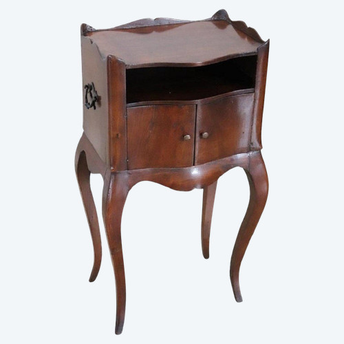 Antique Italian Nightstand in Solid Walnut Wood 