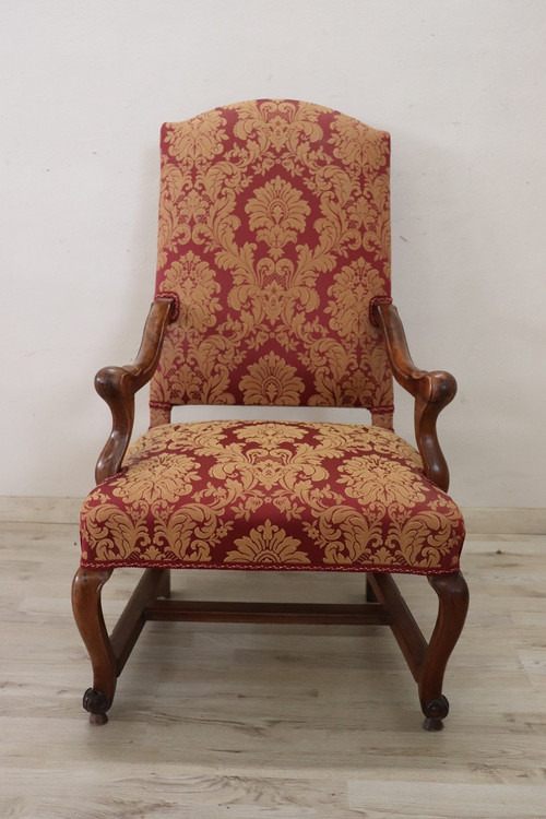 Fauteuil ancien italien Louis XIV du début du 18ème siècle 