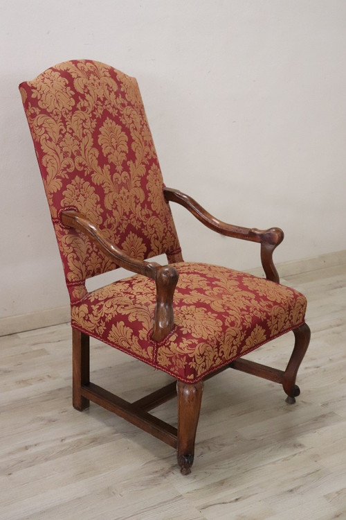 Fauteuil ancien italien Louis XIV du début du 18ème siècle 