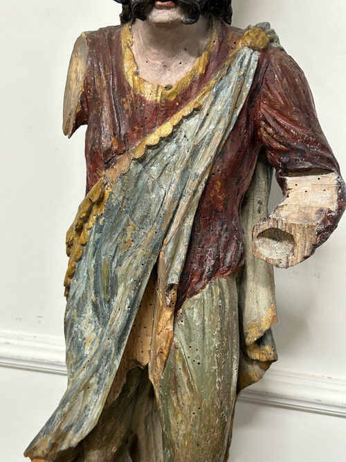 Sculpture En Bois Polychrome XVIIIème - Roi Mage - Sculpture Religieuse 