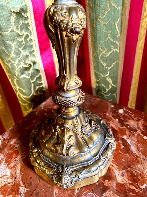  Beautiful solid bronze candlestick in Louis XV style from the N. III period gilded with mercury with 6 branches
