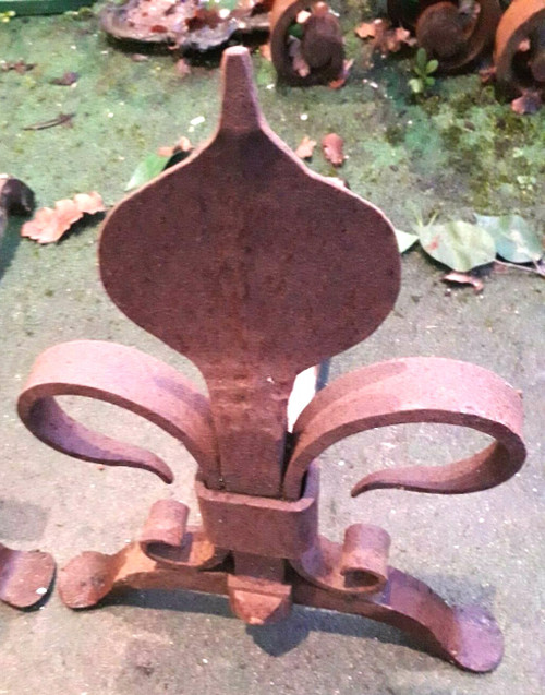 pair of fleur de lys andirons