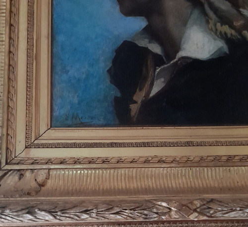 Ritratto di profilo di un uomo spagnolo con un copricapo tradizionale 