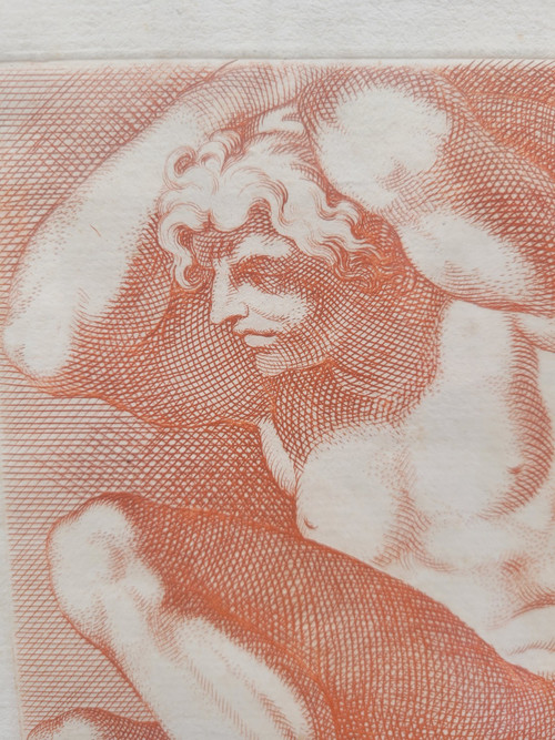 Coppia di incisioni nello stile della sanguigna (gesso rosso) 