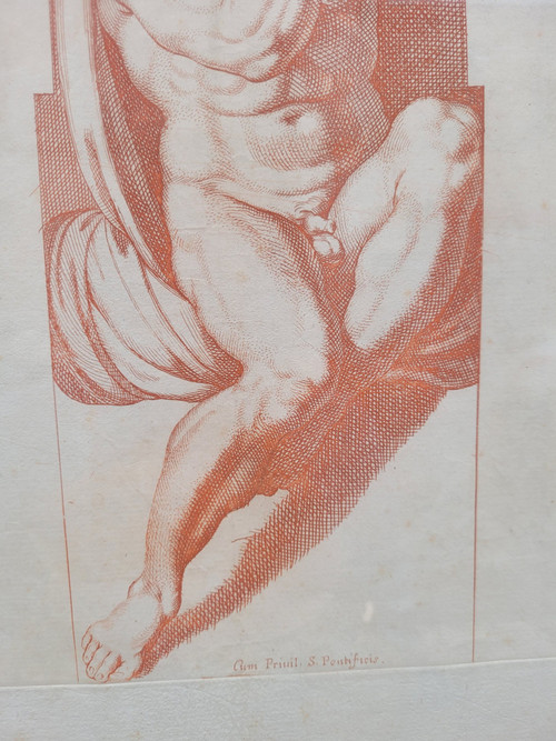 Coppia di incisioni nello stile della sanguigna (gesso rosso) 