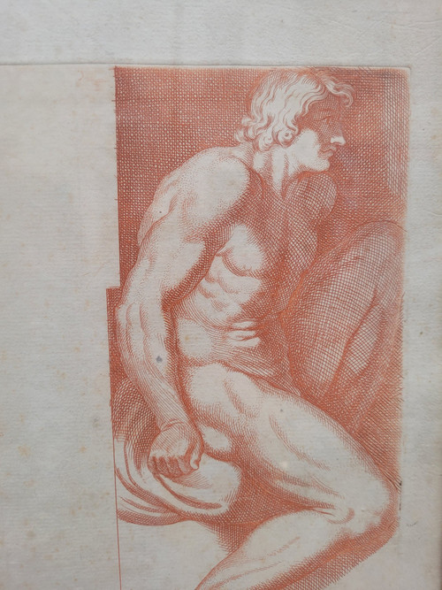 Coppia di incisioni nello stile della sanguigna (gesso rosso) 