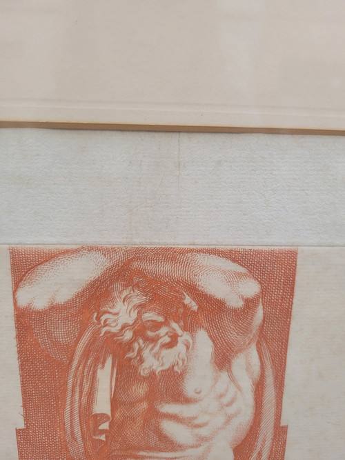 Coppia di incisioni nello stile della sanguigna (gesso rosso) 