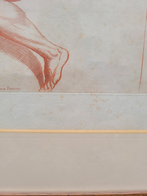 Coppia di incisioni nello stile della sanguigna (gesso rosso) 