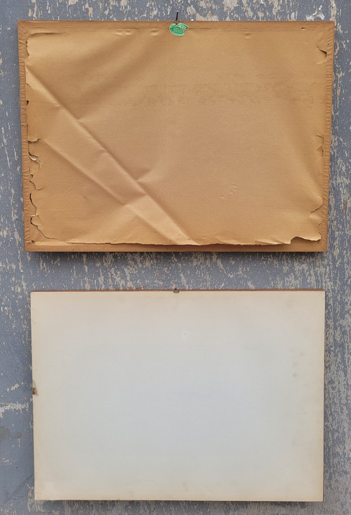 Coppia di incisioni nello stile della sanguigna (gesso rosso) 