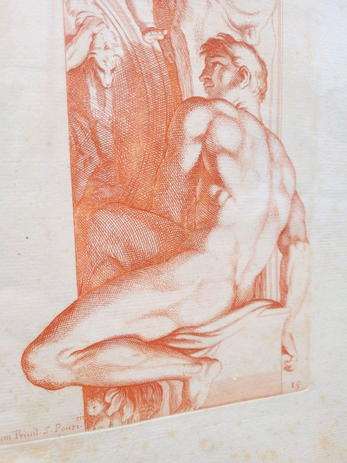 Paire de gravures à la manière des sanguines 