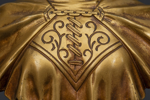 Busto in alabastro e bronzo dorato "GIOVANNA D'ARCO" (inizio del XX secolo) di G. VAN VAERENBERGH:
