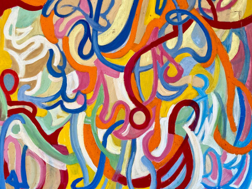 Andrée Simon (1896-1981), Composition Abstraite, Huile Sur Toile Datant De 1976.