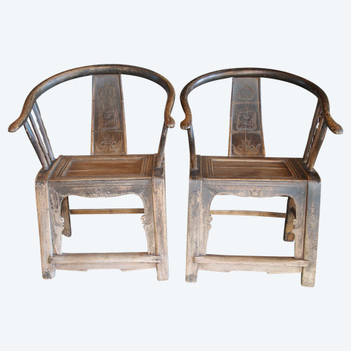 A Pair of Old Chinese Armchairs from the 18th Century 