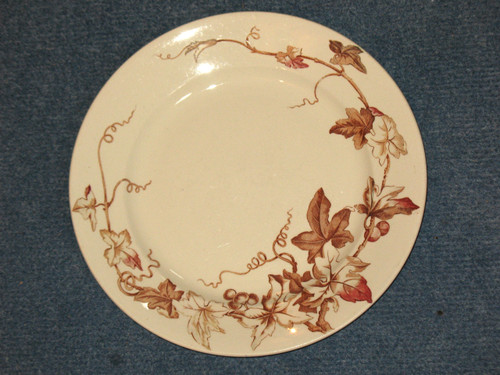 10 Lunéville earthenware plates with brown ivy decor, Art Nouveau period
