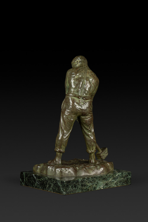 Kleine Art Déco-Bronzestatue "Le Marteleur" von Victor Demanet (1895-1964):