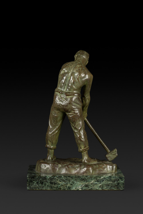 Kleine Art Déco-Bronzestatue "Le Marteleur" von Victor Demanet (1895-1964):