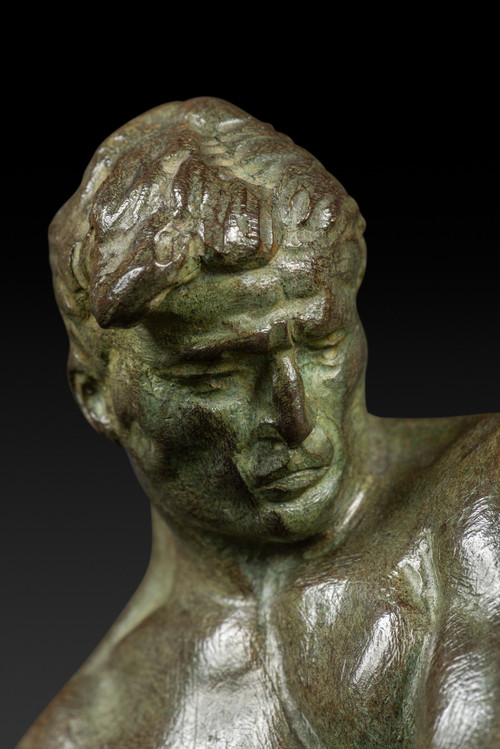 Kleine Art Déco-Bronzestatue "Le Marteleur" von Victor Demanet (1895-1964):