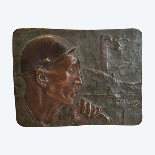 Bronze bas-relief "THE MINER" (1904) by CONSTANTIN MEUNIER (1831-1905):