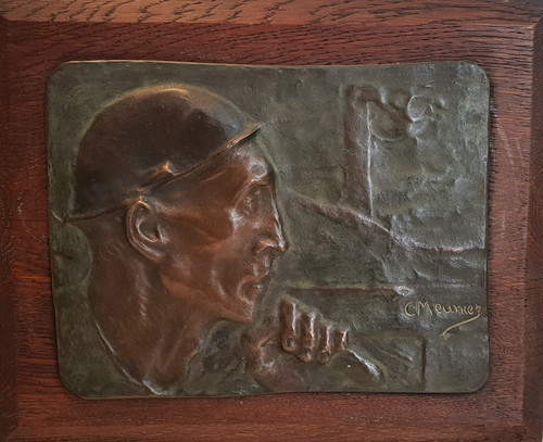 Bronze bas-relief "THE MINER" (1904) by CONSTANTIN MEUNIER (1831-1905):