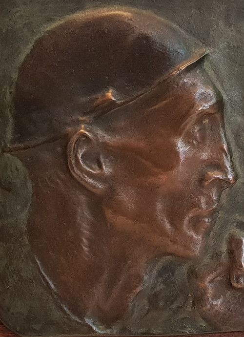 Bronze bas-relief "THE MINER" (1904) by CONSTANTIN MEUNIER (1831-1905):