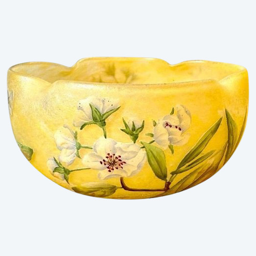 Coppa quadrilobata Daum Nancy "Fiori di melo"
