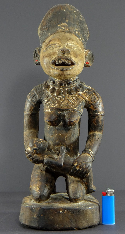 République Démocratique Du Congo, Peuple Yombe, Sculpture En Bois Sculpté, XXème Siècle.
