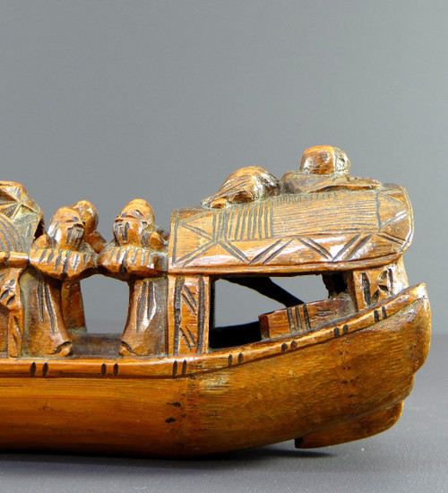 China, 1930s, Sculpture Made From a Large Piece of Bamboo Representing a Junk.