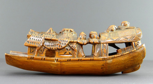 China, 1930s, Sculpture Made From a Large Piece of Bamboo Representing a Junk.