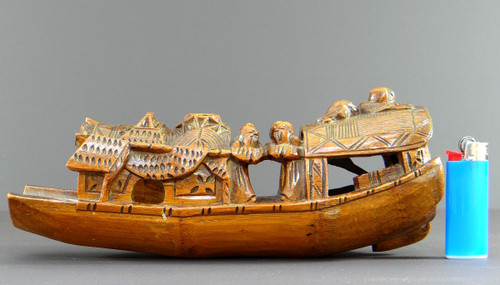 China, 1930s, Sculpture Made From a Large Piece of Bamboo Representing a Junk.