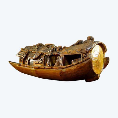 China, 1930s, Sculpture Made From a Large Piece of Bamboo Representing a Junk.