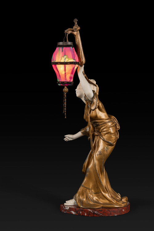 "THE GEISHA WITH THE LANTERN" by ADOLPHE ARMAND TRUFFIER, (Active Between 1890 and 1930): 
