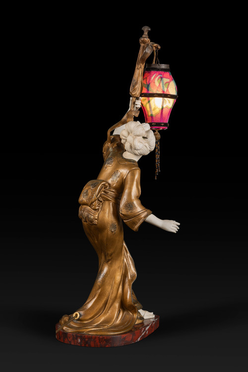"THE GEISHA WITH THE LANTERN" by ADOLPHE ARMAND TRUFFIER, (Active Between 1890 and 1930): 