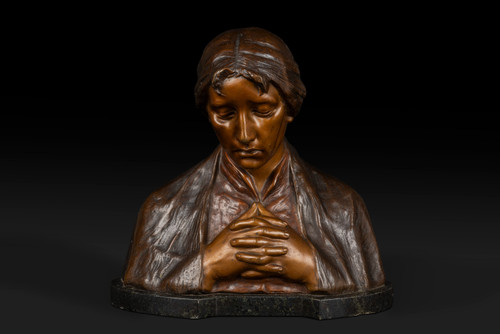 "Mater Dolorosa" Busto in bronzo di Adolf Josef Pohl (1872-1930):